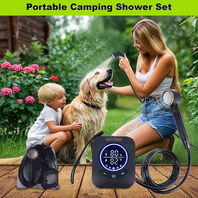 Eazy2hD Portable Camping Shower 8000mAh Rechargeable Outdoor Shower Pump - Image 6