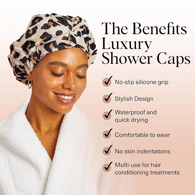 Kitsch Luxury Shower Caps for Women Reusable Waterproof - Image 2