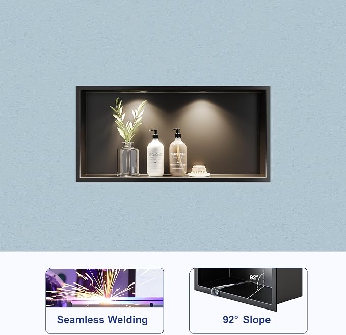 Neodrain Wall Niche with Non-dimmable LED Downlight, Matte Black Stainless - Image 7