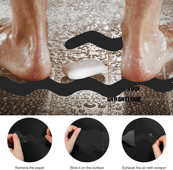 Anti Slip Shower Stickers, Adhesive Decals Safety Strips Scraper - Image 4