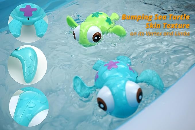 DUCKBOXX XX Wind-up Swimming Sea Turtles Bath Toy, No Battery Mold-Free - Image 4
