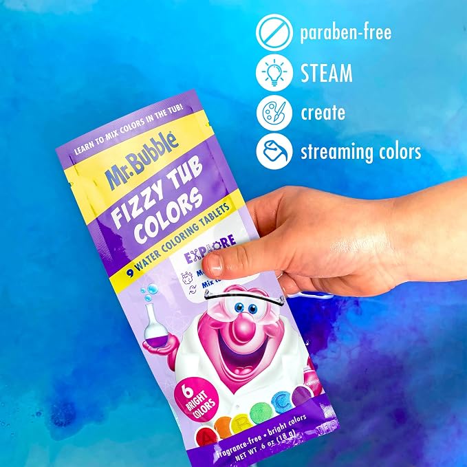 Mr. Bubble Fizzy Tub Colors Bath Water Coloring Tabelets, 6 Bright Colors - Image 5