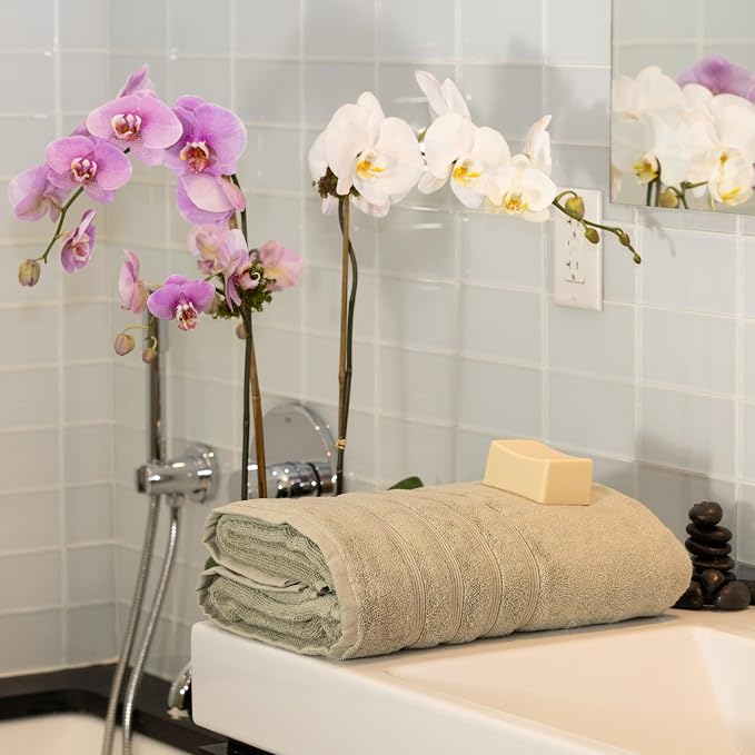 Mosobam Luxury Turkish Towels Bath Sheets 35X70 Seagrass Green Oversize 700 GSM - Image 2