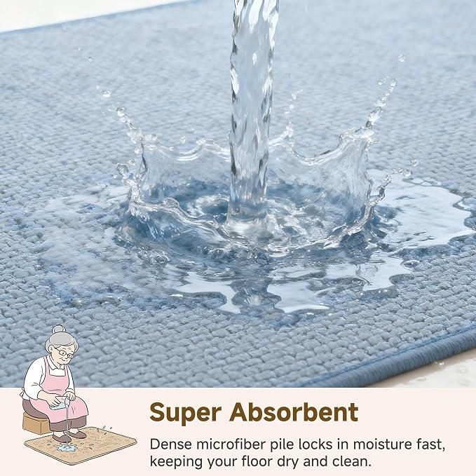 GRANNY SAYS Blue Bathroom Rugs, Soft Chenille Bathroom Mat, Absorbent Bath Mats - Image 5