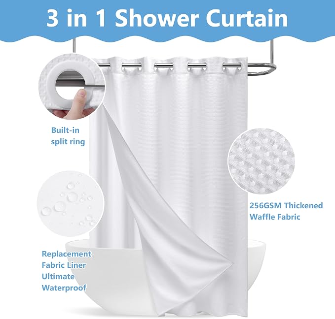No Hook Waffle Weave Shower Curtain - Image 8