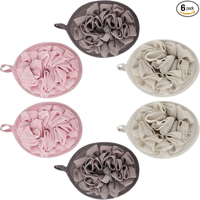 Boao 6 Pcs Bath Shower Pouf Sponge Mesh Pouf Shower Ball Exfoliating Body by Boao