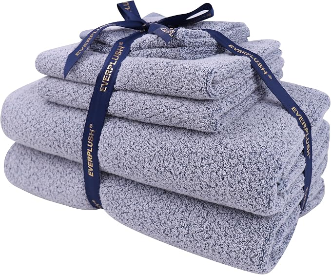 Everplush Diamond Collection 6-Piece Bath Sheet Towel Set, Soft Plush Jacquard by Everplush