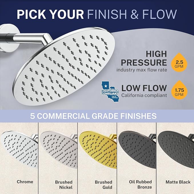 HammerHead Showers Solid Metal Round 8 Inch Rainfall Shower Head, High Flow - Image 6