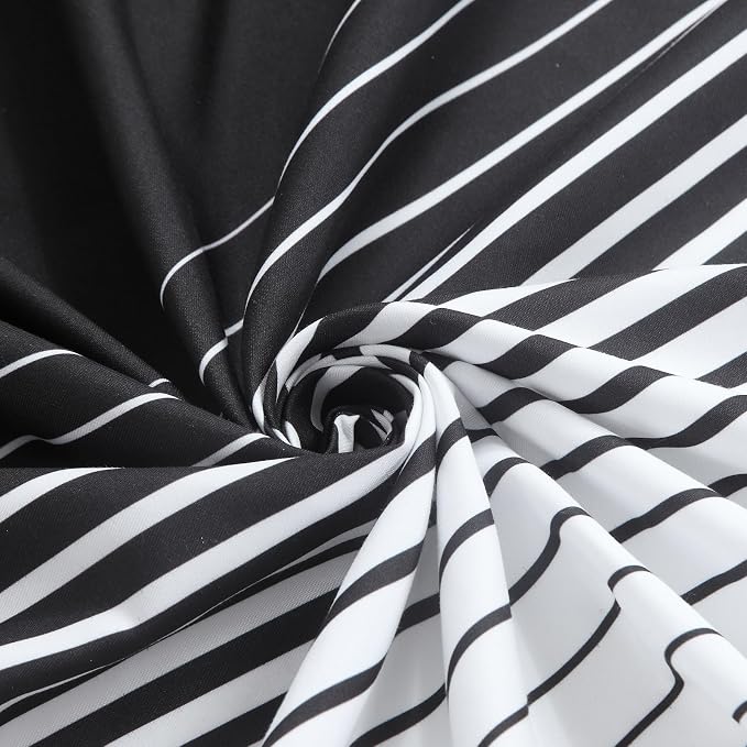Black Shower Curtain 78 Inches Long, Modern Black and White Gradient Horizontal - Image 2