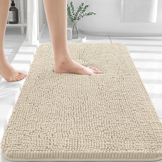 OLANLY Bathroom Rugs 36x24, Extra Soft Absorbent Chenille Bath Rugs, Rubber by OLANLY