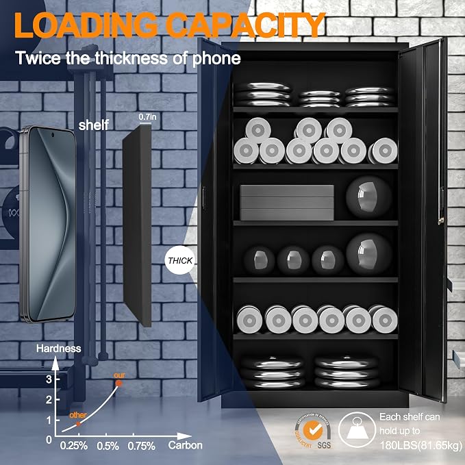 Metal Storage Cabinet, 71 Inch Tall Metal Storage Cabinet - Image 5