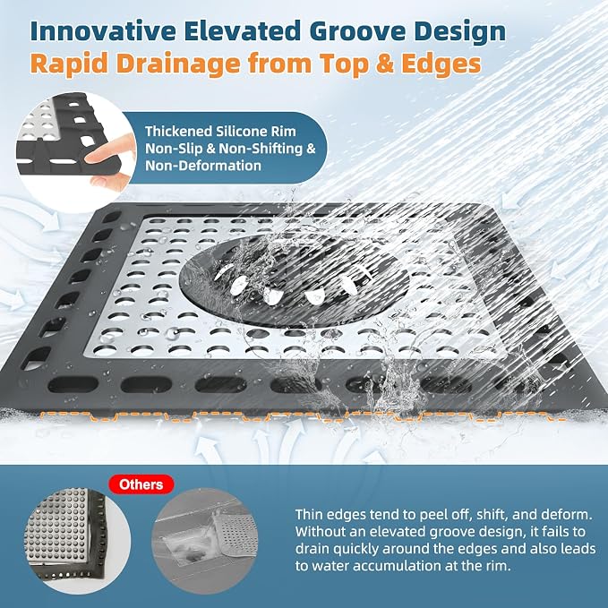 Hibbent 2 Pack Upgraded Shower Drain Hair Catcher, Shower Drain Cover - Image 4