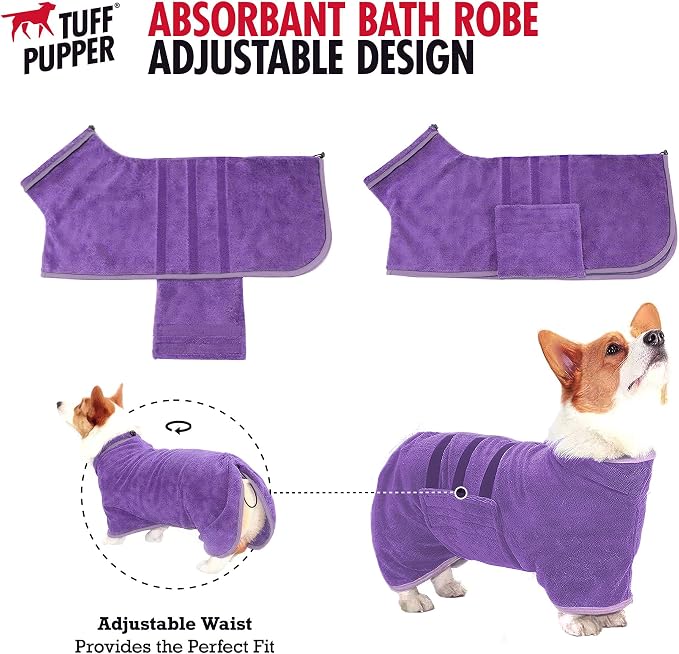 Tuff Pupper Fast Drying Dog Bath Robe | 800 GSM Plush Dog Towel - Image 4