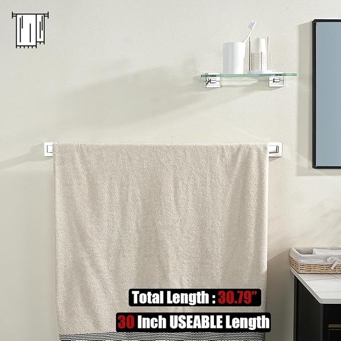 JQK Polished Towel Bar, Rounded Edges 32.36 Inch Towel Rack, 304 Stainless - Image 5
