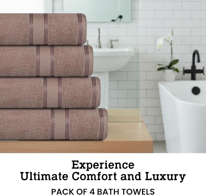 Casa Lino Brown Bath Towels Set of 4 - Image 3