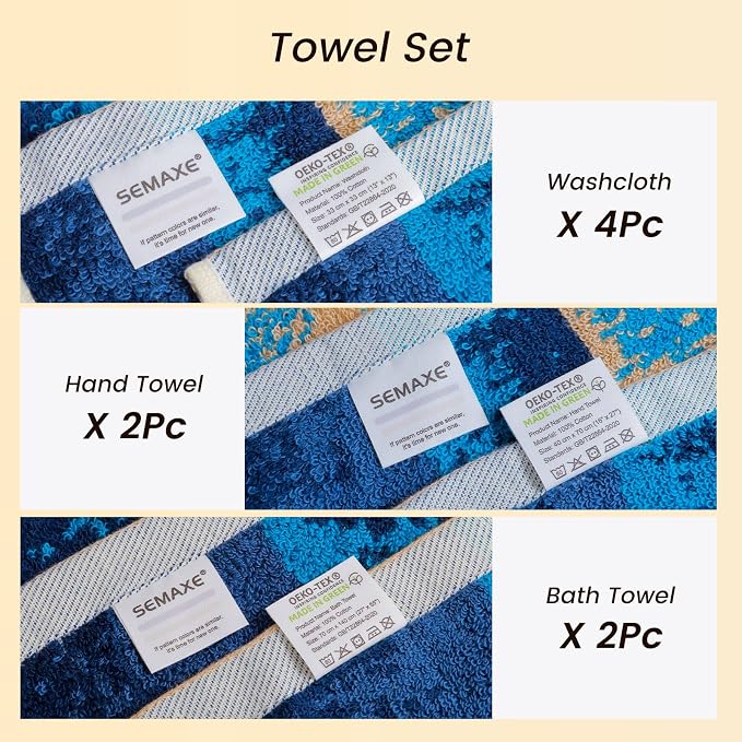 SEMAXE Colorful Bath Towel Set, 100% Cotton Bathroom Towels - Image 9
