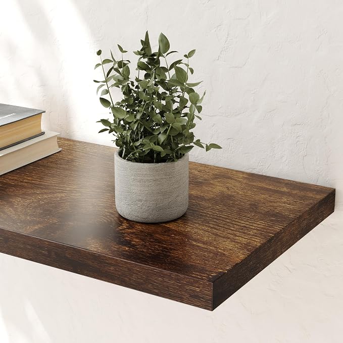 Wall Shelf Set of 3, Rustic Brown Floating Shelves 30 in W x 10 in D x 1 in H - Image 4