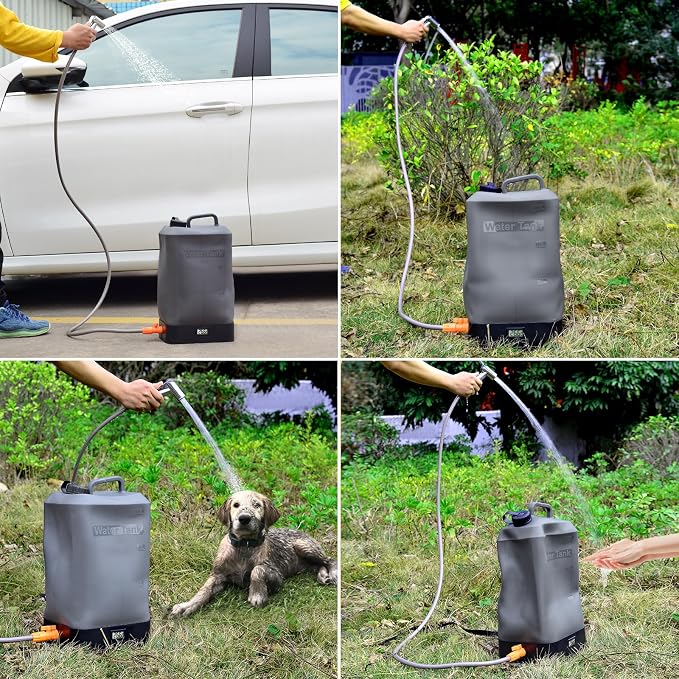 B. TAWD 4.5 Gallon Silicone Water Tank, Portable Camping Shower, USB Battery - Image 3
