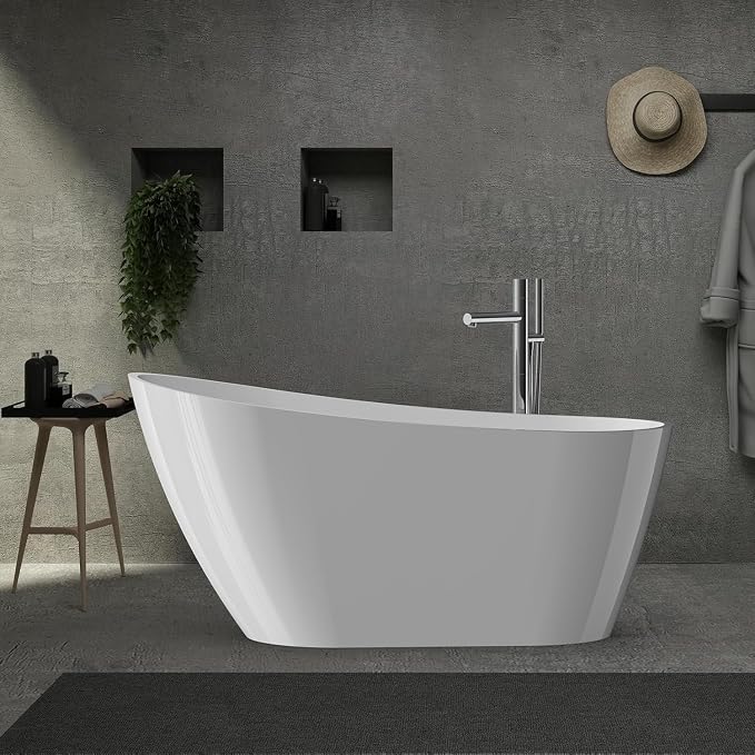 59" Acrylic Soaking Bathtub, Deep Modern Tub - Image 2