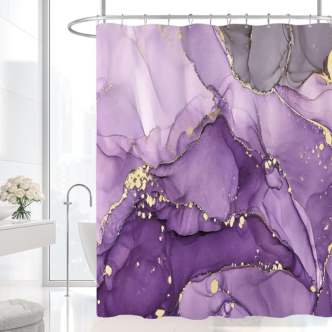 Small Stall Marble Shower Curtain 36 x 72 Inch, Half Narrow Abstract Modern - Image 2