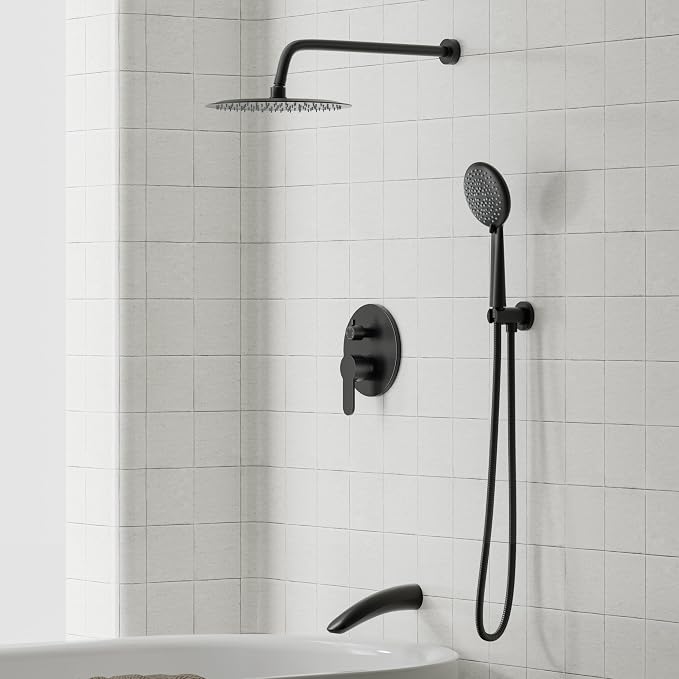 Gabrylly Shower System with Tub Spout, Matte Black - Image 2