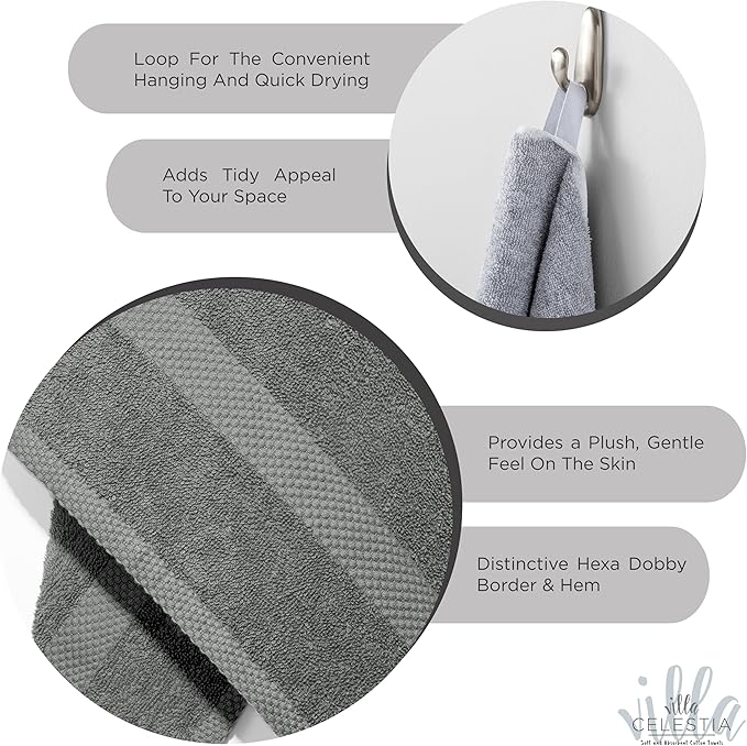 100% Cotton Bath Towel Set of 18-4 Bath Towels, 6 Hand Towels, 8 Wash Cloths - Image 4