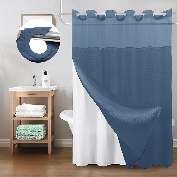 Inhousolu Extra Long No Hook Shower Curtain - Image 8