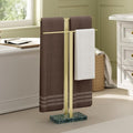 KES Standing Towel Rack with Green Natural Marble Base, 2-Tier Luxury Bath by KES
