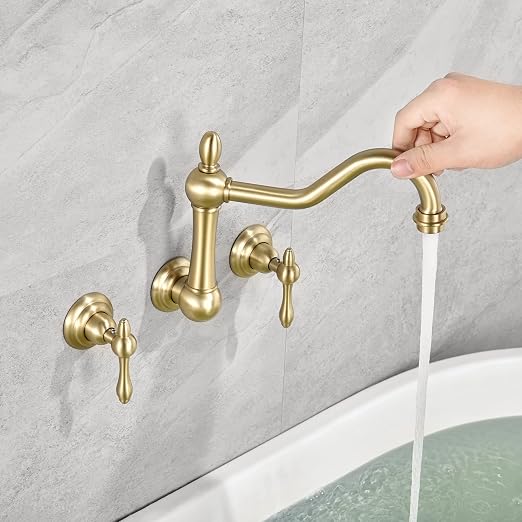 sumerain Vintage Wall Mount Tub Faucet, 8 Inches Center 3 Hole Bathtub Filler - Image 5