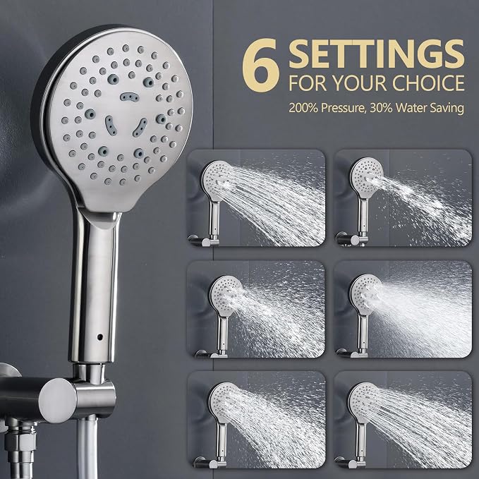 Brushed Nickel Shower Faucet Set, Wall Mount Rain Shower System 10 Inches - Image 3
