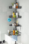 HAMITOR Corner Shower Caddy Tension Pole: Quick Installation 4-Tier Rustproof by HAMITOR