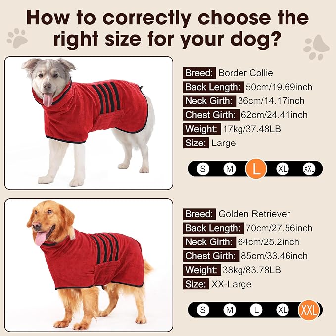 Microfibre Dog Bathrobe Towel Wrap Super Absorbent Dog Drying Coat Bath Robe - Image 6