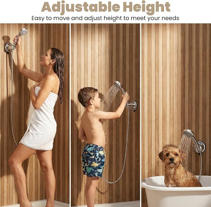 Shower Head Holder, No Drill Wall Mount Handheld Shower Wand Hose Holders - Image 7