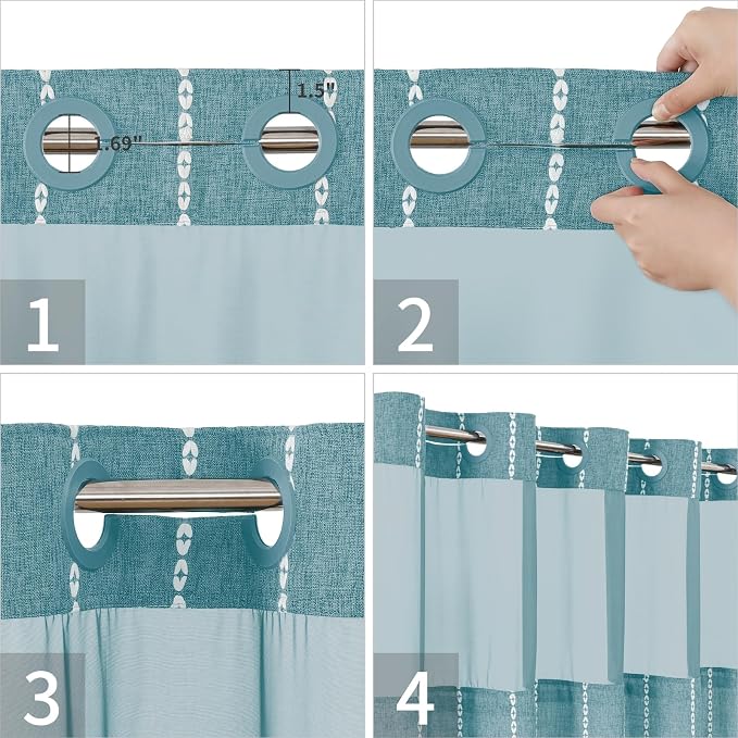 No Hook Long Shower Curtain Set - Image 5