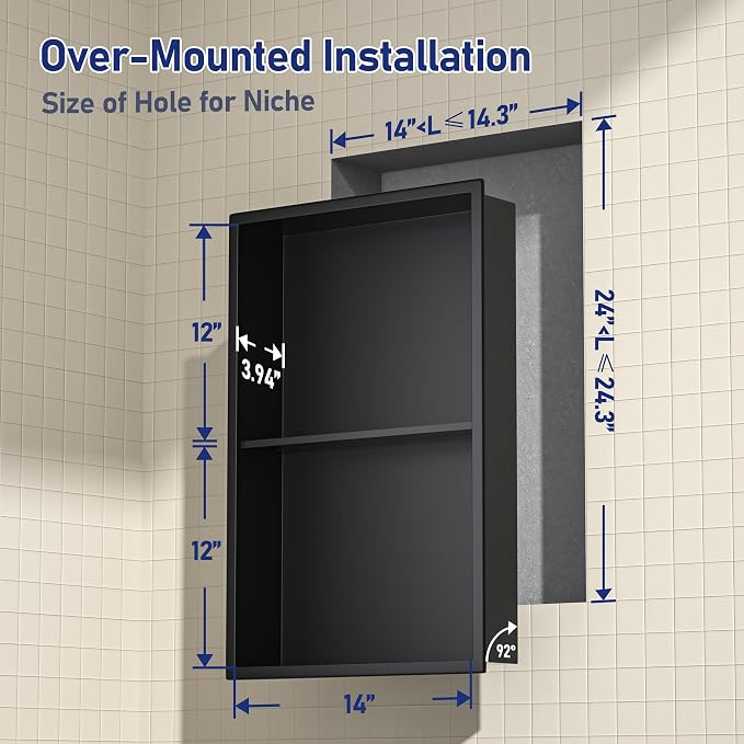 Stainless Steel Shower Niche 24"×14" Matte Black - Image 3