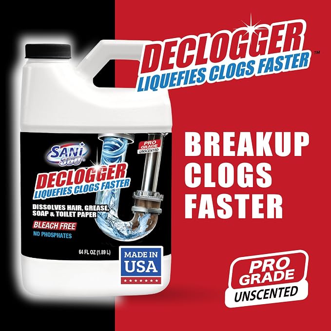 Sani 360° Declogger Dissolves Hair, Soap Scum, Toilet Paper. Drain Clog Remover - Image 5
