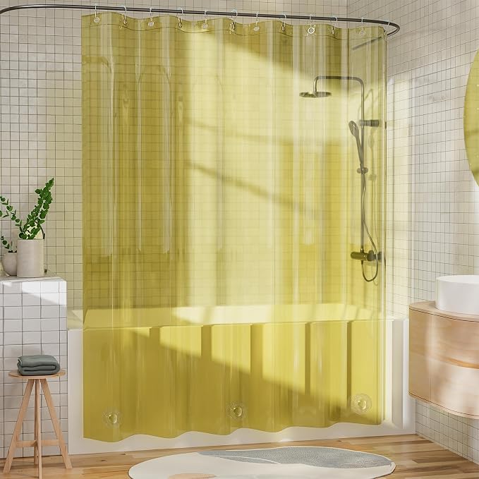 AmazerBath Yellow Shower Curtain Liner Heavy Duty, 100% EVA Clear Shower - Image 8