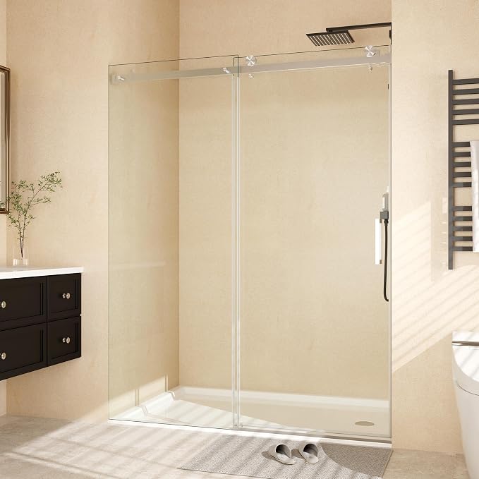 56-60" W x 76" H Frameless Sliding Shower Door, Features 5/16" Clear Tempered by IDEALHOUSE