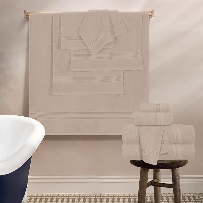 Belizzi Home 100% Cotton Towel Set, Contains 6 Soft Bath Towel, 6 Hand Towels - Image 4