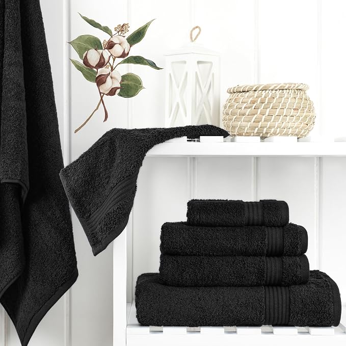 Cotton Paradise Black 6 Piece Towel Set, 100% Cotton Turkish Towels - Image 3