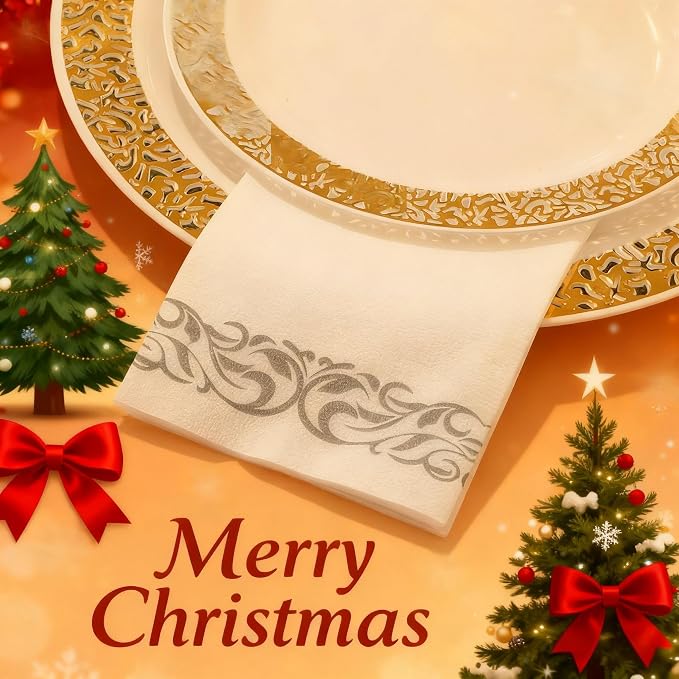 200 Disposable Hand Towels Soft and Absorbent Linen Feel Dinner Napkin Durable - Image 2