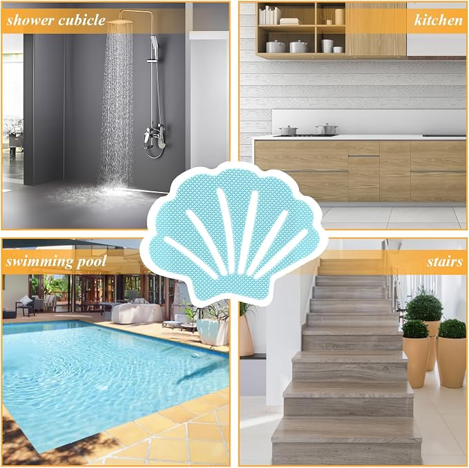 Bathtub Stickers Non Slip, Shell Shaped Tubs Safety Shower Treads, Adhesive - Image 5