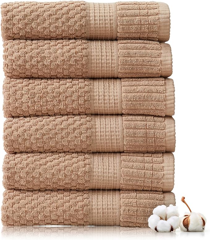 NY Loft 100% Cotton Hand Towel 6 Pack Hand Towel Set | Super Soft & Absorbent by NYLoft