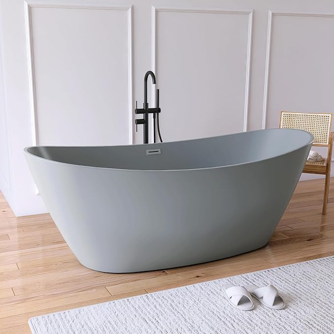 71" Acrylic Freestanding Bathtub, High-back Soaking Tub - Image 4