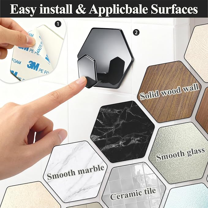Tindbea Adhesive Towel Hooks Heavy Duty Wall Hooks Waterproof Stainless Steel - Image 7
