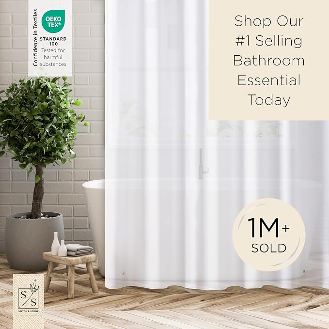Stitch & Stone Shower Curtain Liner, Premium Lightweight Durable Waterproof 4g - Image 8