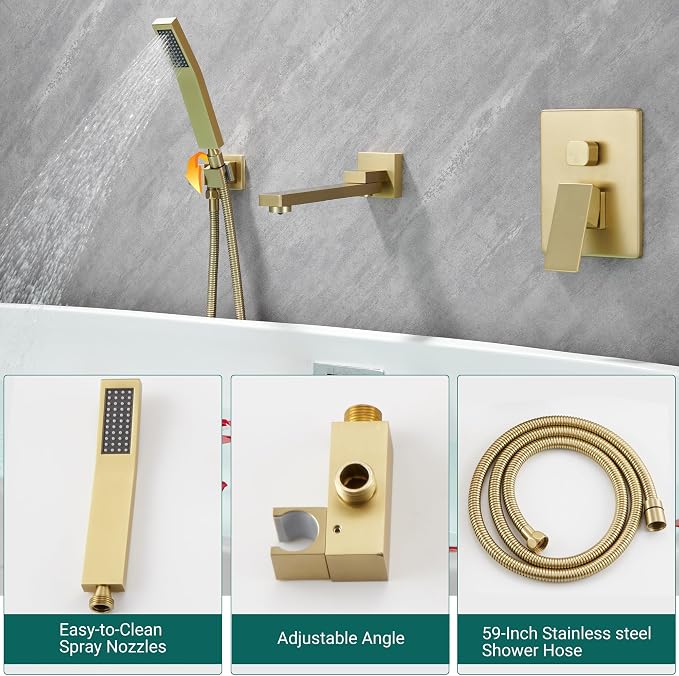 DASAN Swiveling Wall Mount Tub Filler Faucet Set - Image 3
