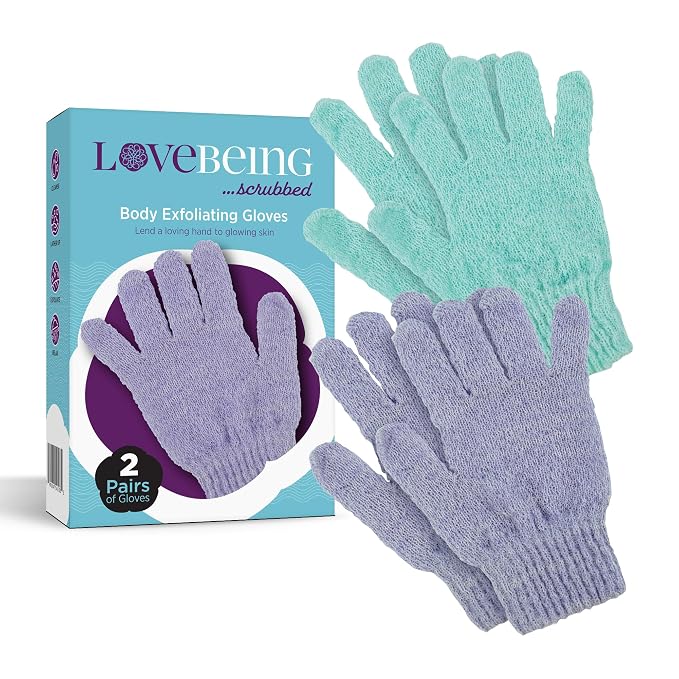 Love Being Scrubbed Body Exfoliating Gloves, Stretchy Exfoliating Body Scrubber by LoveBeing