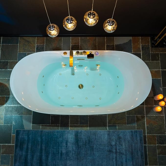 WOODBRIDGE 72" x 35-3/8" Whirlpool and Air Bath Heated Soaking Combination Tub - Image 14