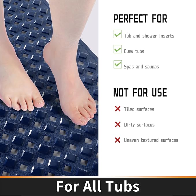 Yimobra Bathtub Mat Non Slip, Super Strong Suction Cups, 27.5"x15.5" Long - Image 4